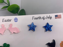 Load image into Gallery viewer, Holiday Earrings Acrylic Studs Through the Year Multi-set