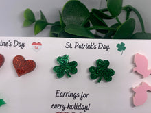 Load image into Gallery viewer, Holiday Earrings Acrylic Studs Through the Year Multi-set