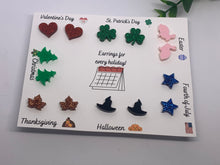Load image into Gallery viewer, Holiday Earrings Acrylic Studs Through the Year Multi-set
