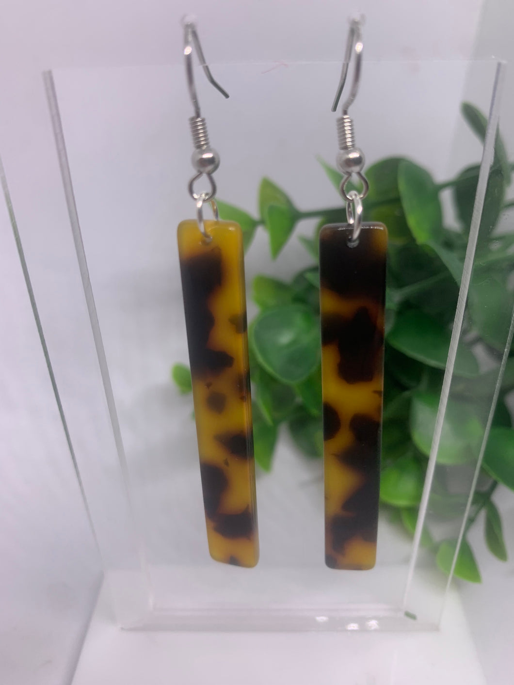 Acrylic Long Bar Tortoise Shell Dangles