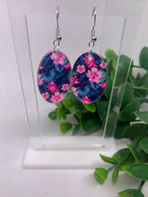 Load image into Gallery viewer, Acrylic Hawaiian Floral Print Hibiscus Dangles-Two Options Ovals or Rectangles
