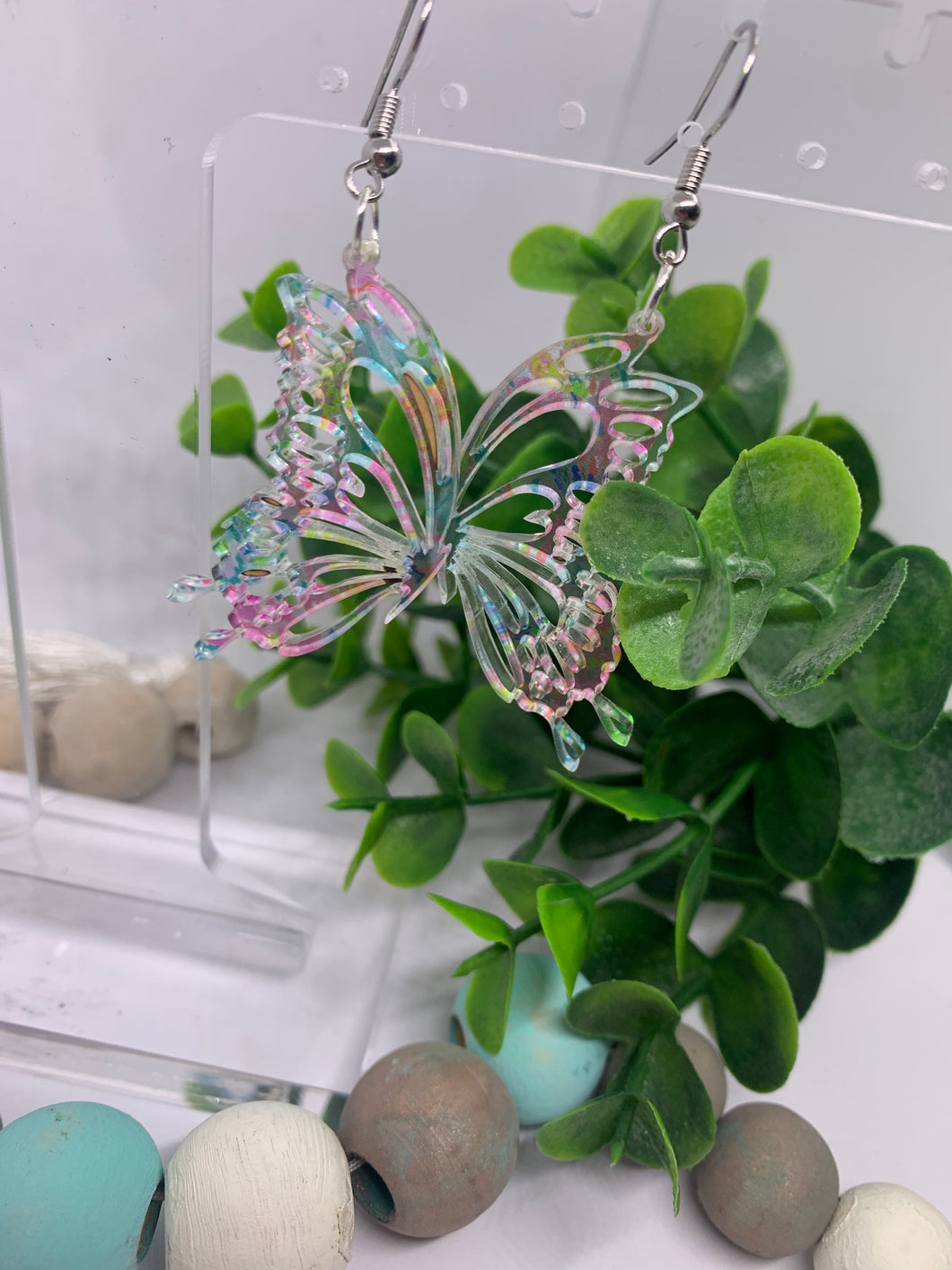 Acrylic Butterfly Clear and Multi-Colored Dangles