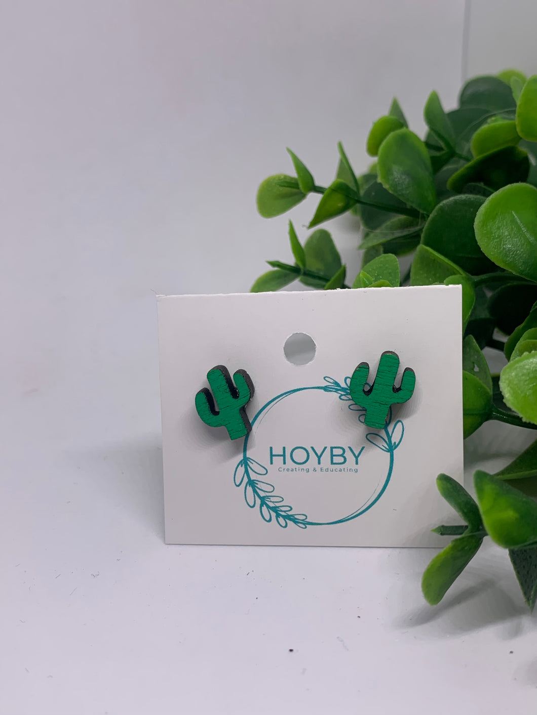 Wooden Cactus Studs