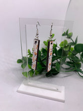 Load image into Gallery viewer, Fall Florals Wooden Print Bar-Dangle Earrings
