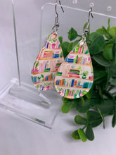 Load image into Gallery viewer, Acrylic Bookshelf and Plants Print Dangle Earring-Two Options Petal or Teardrop shape
