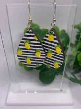 Load image into Gallery viewer, Wooden Printed Lemons Black and White Stripes Summer

