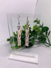 Load image into Gallery viewer, Fall Florals Wooden Print Bar-Dangle Earrings
