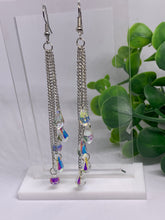 Load image into Gallery viewer, Chain and Rhinestone Metal Dangle Earrings Sparkly
