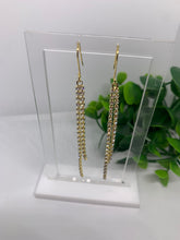 Load image into Gallery viewer, Rhinestone long dangle tassel chain earrings-Silver or Gold
