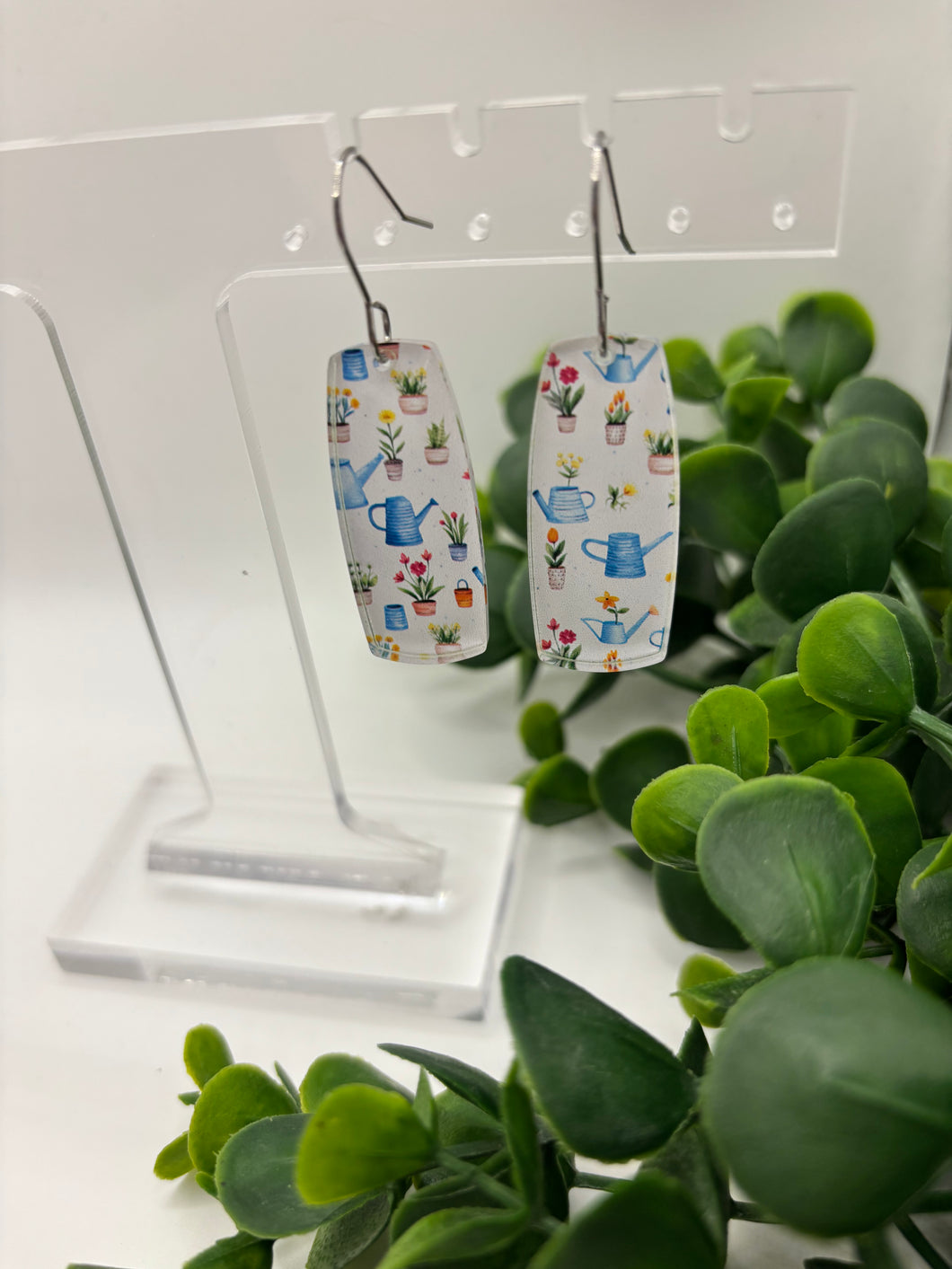Acrylic Garden Theme Printed Dangle Earrings