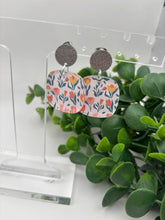 Load image into Gallery viewer, Acrylic Tulip Print Dangle Earrings White Background Spring
