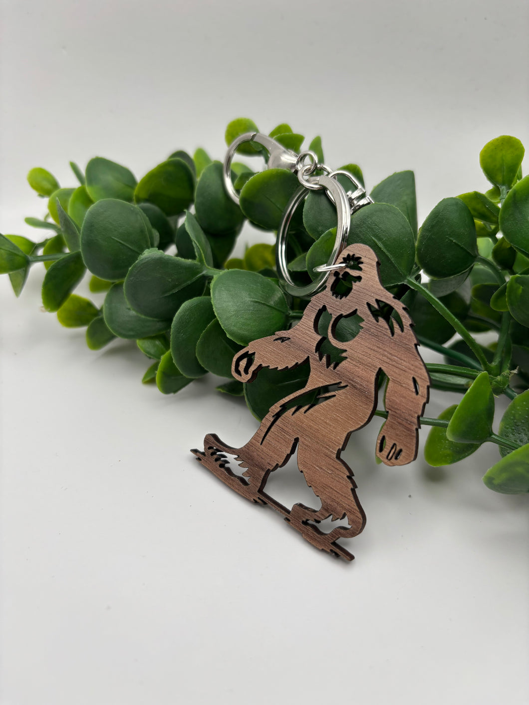 Walnut Sasquatch Big Foot Keychain