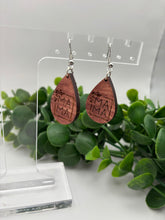Load image into Gallery viewer, Wooden Mother’s Day “Mama” Stacked Leopard Walnut Teardrop Dangle Earrings
