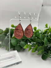 Load image into Gallery viewer, Wooden Mother’s Day “Mama” Stacked Leopard Walnut Teardrop Dangle Earrings
