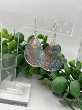 Load image into Gallery viewer, Clear Acrylic Red White Blue Fourth of July Patriotic Teadrop Dangles
