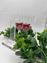 Load image into Gallery viewer, Wooden Handpainted Pig with Bandana Dangles
