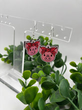 Load image into Gallery viewer, Wooden Handpainted Pig with Bandana Dangles

