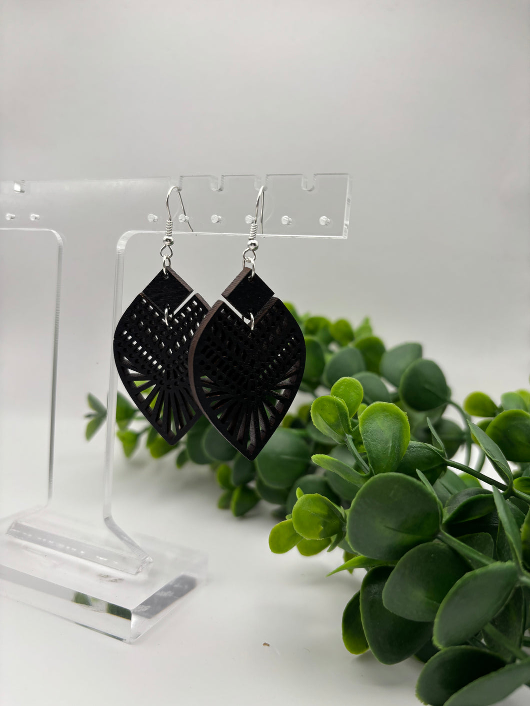 Wooden Two-Piece Intricate Cutout Design Dangles-Two Variations