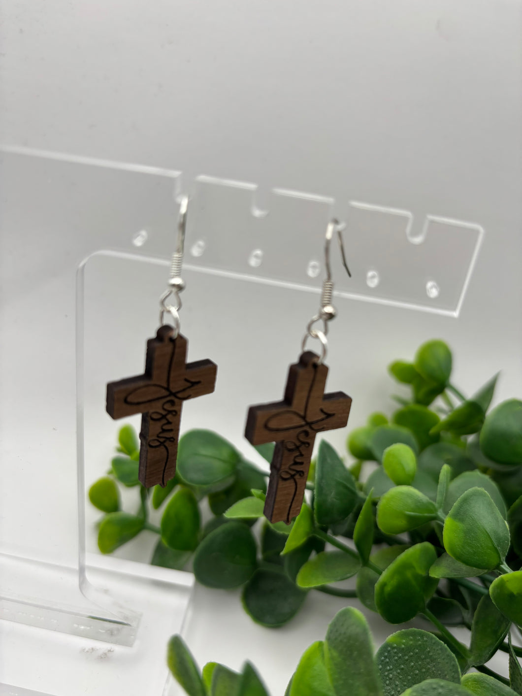 Wooden Cross “Jesus” Engraved Dangles-Multiple Variations