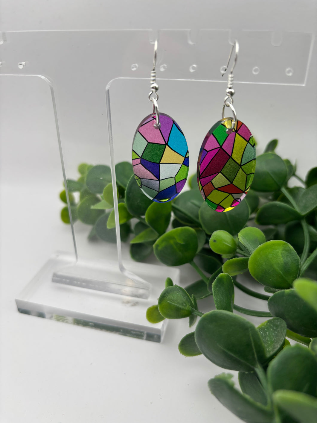 Acrylic Oval Stained Glass Dangles