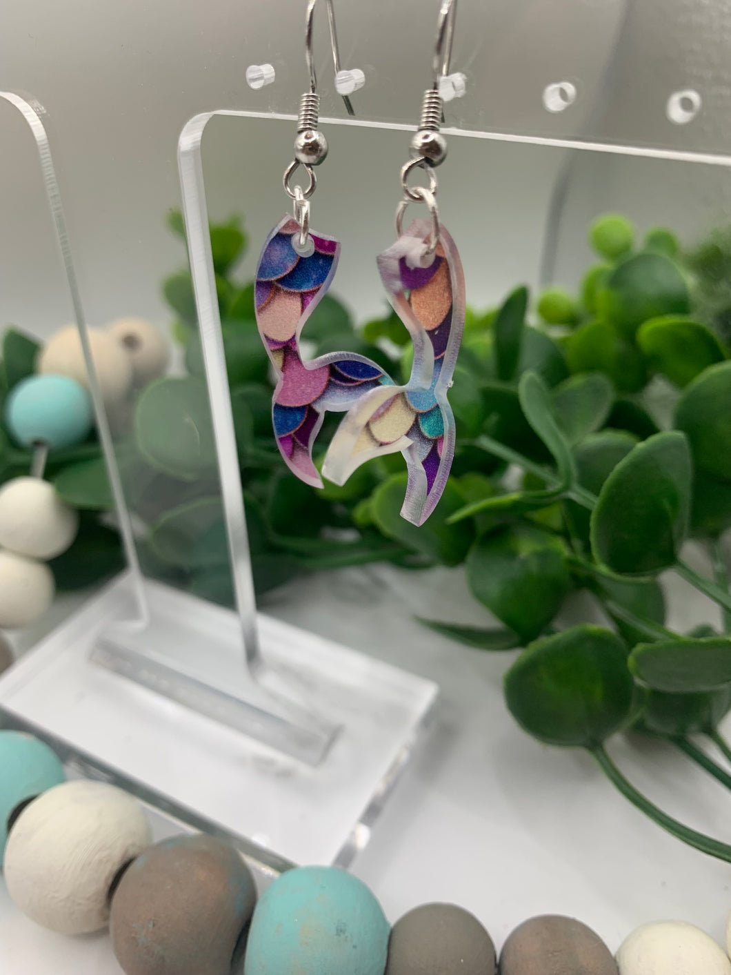 Acrylic Mermaid Scales Tail Summer Earrings
