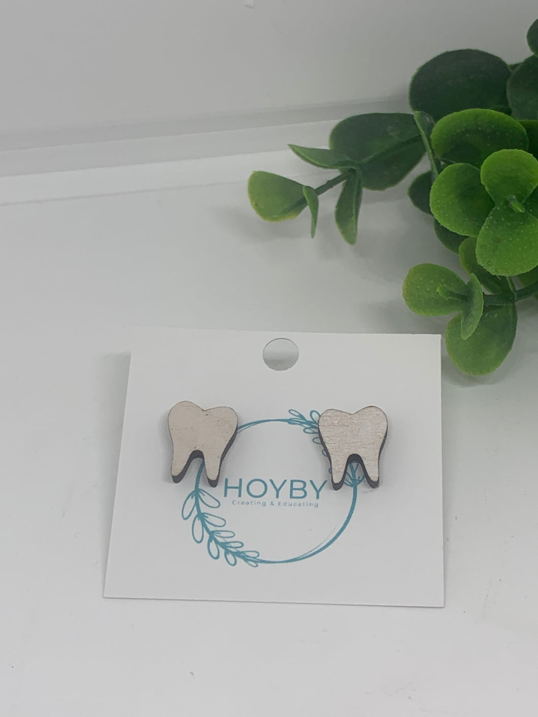 Wooden Tooth Stud Earrings