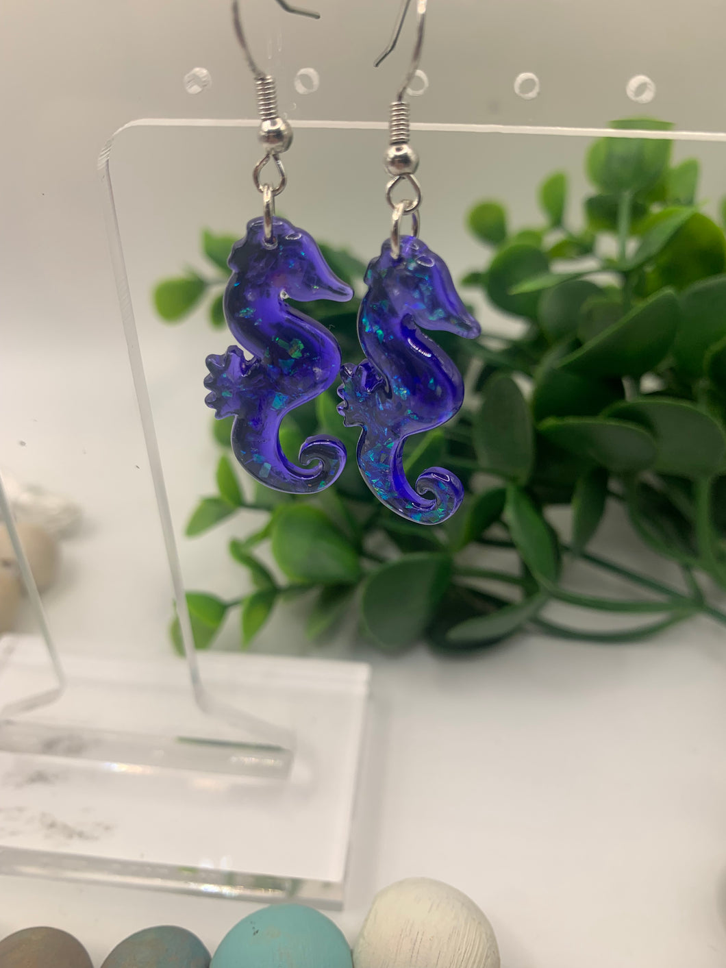 Acrylic Blue  Summer Dangle Earrings