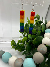 Load image into Gallery viewer, Acrylic Rainbow Lego Dangle Earrings-Two Options
