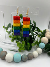 Load image into Gallery viewer, Acrylic Rainbow Lego Dangle Earrings-Two Options
