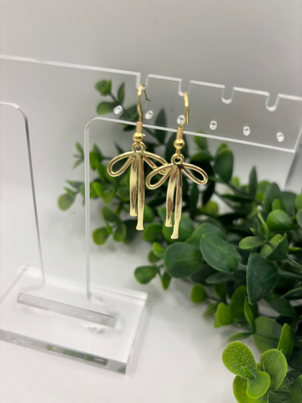 Gold Bow Dangle Earrings