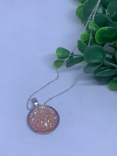 Load image into Gallery viewer, Light Pink Druzy Style Circular Pendant Necklace 25mm
