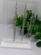 Load image into Gallery viewer, Rhinestone long dangle tassel chain earrings-Silver or Gold
