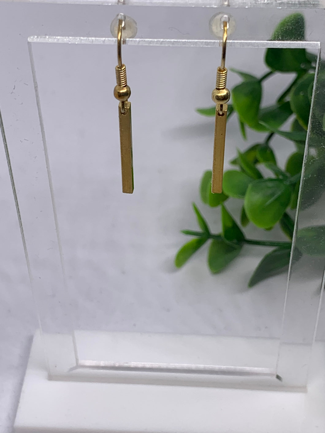 Small Dainty Gold Bar Dangle Earrings